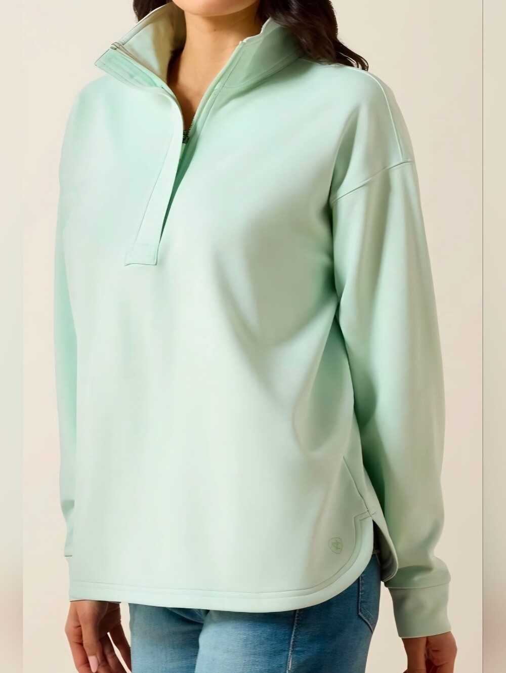 Ariat Woman's Breeze Logo 1/2 Zip Sweatshirt Xl NEW Dusty Aqua Breeze